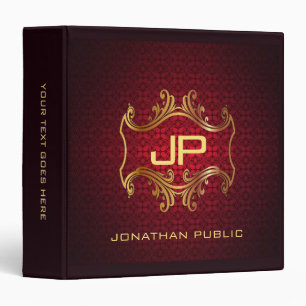 Gold Look Monogram Initial Text Name Template Binder
