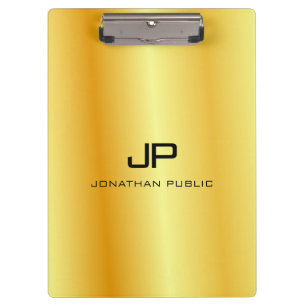 Gold Look Monogrammed Elegant Template Clipboard