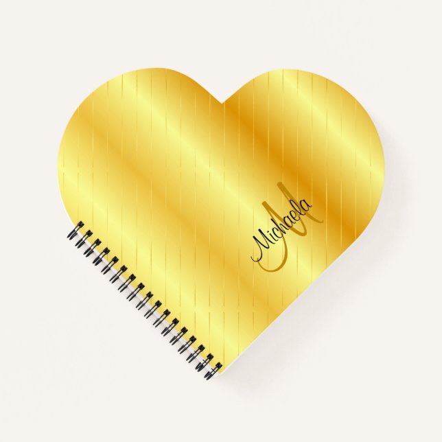Gold Look Personalized Monogram Elegant Template Notebook (Front)