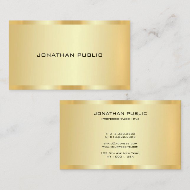 Gold Look Professional Elegant Create Your Own Business Card (Front/Back)