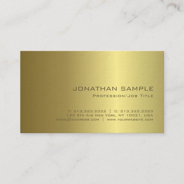 Gold Look Sophisticated Modern Design Luxury Business Card (Front)