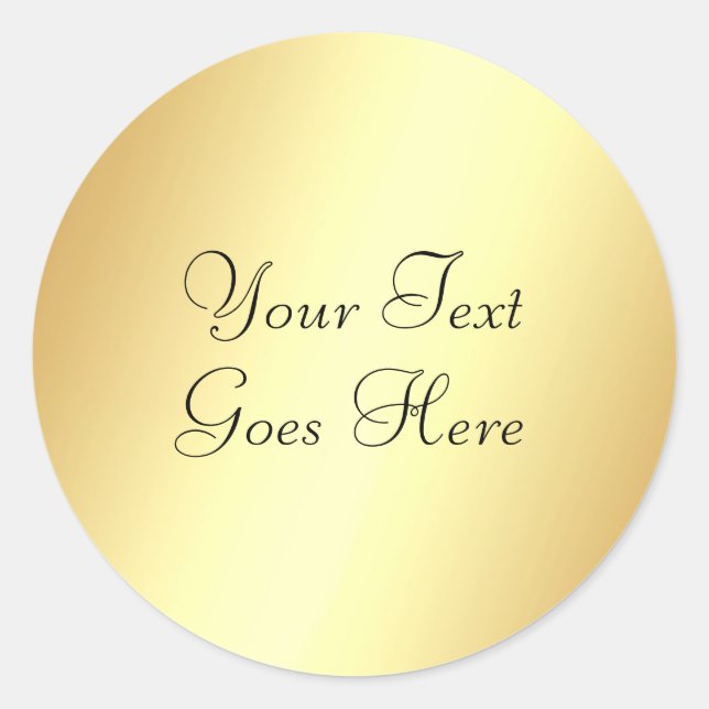 Gold Look Template Add Your Text Calligraphy Classic Round Sticker (Front)