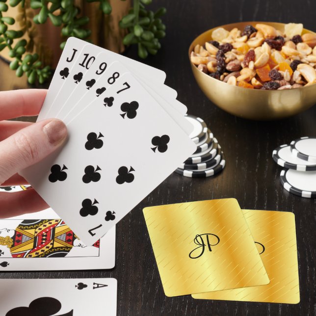 Gold Look Template Monogram Elegant Trendy Playing Cards (In Situ)