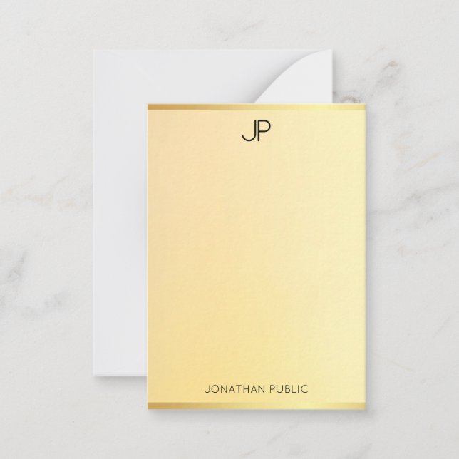 Gold Look Template Monogrammed Modern Simple (Front)