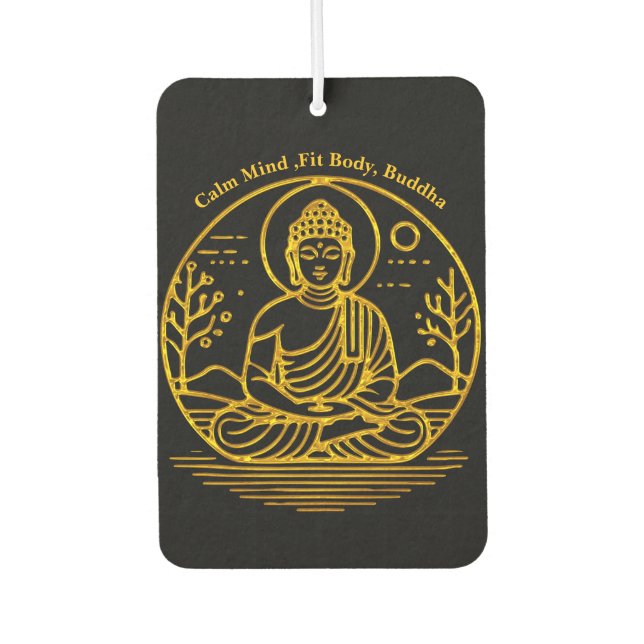 Gold Looking Buddha Seated in Serene Meditation Air Freshener (Front)
