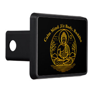 Gold Looking Buddha Seated in Serene Meditation Trailer Hitch Cover