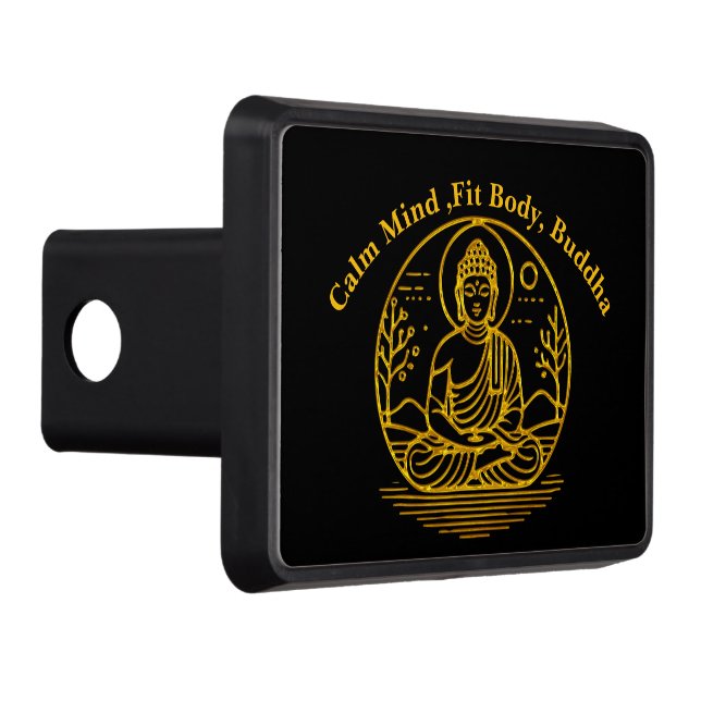 Gold Looking Buddha Seated in Serene Meditation Trailer Hitch Cover (Right)