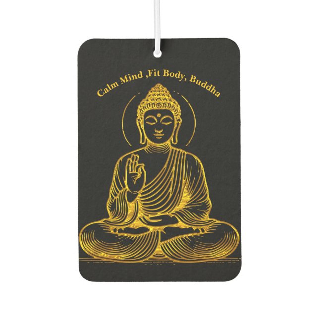 Gold Looking Buddha Statue Radiating Tranquillity Air Freshener (Front)