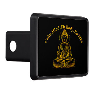 Gold Looking Buddha Statue Radiating Tranquillity Trailer Hitch Cover