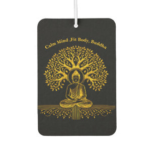 Gold Looking Buddha Surrounded by Intricate Leaves Air Freshener