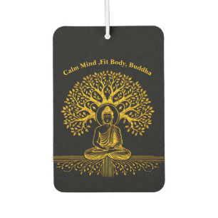 Gold Looking Buddha Surrounded by Intricate Leaves Air Freshener
