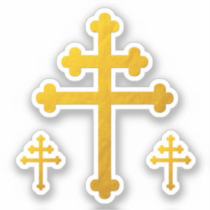 Gold Lorraine Cross / Large Sticker