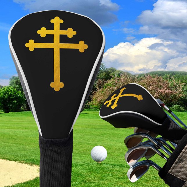 Gold Lorraine Cross on Black / Golf Heads Covers (Creator Uploaded)