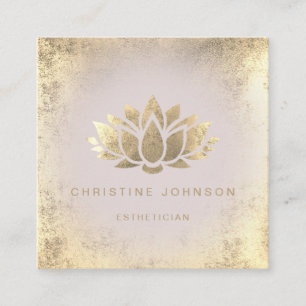 gold lotus design square business card