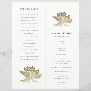 Gold Lotus Floral Foldable Large Wedding Program