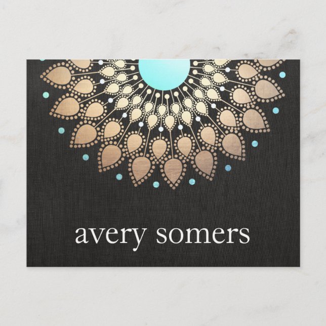Gold Lotus Floral Mandala Postcard (Front)