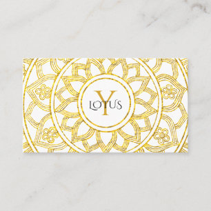 Gold Lotus Floral Mandala Yoga Centre Business Card