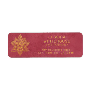Gold Lotus Flower Burgundy Adresse de retour