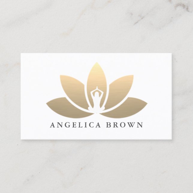 Gold Lotus Flower Business Card (Front)