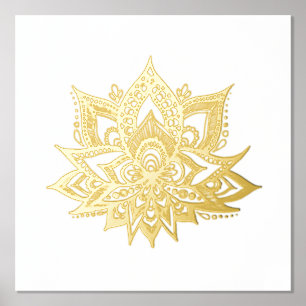 Gold Lotus Flower Foil Art Print