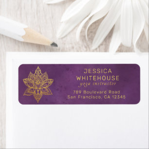Gold Lotus Flower Violet Violet Adresse de retour