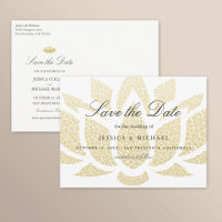 Gold Lotus Flower Wedding Save the Date Custom