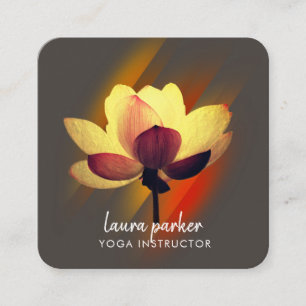 Gold  Lotus Flower Yoga Instructor Watercolor Art Square Business Card