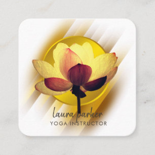 Gold  Lotus Flower Yoga Instructor Watercolor Art Square Business Card