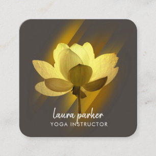 Gold  Lotus Flower Yoga Instructor Watercolor Art Square Business Card