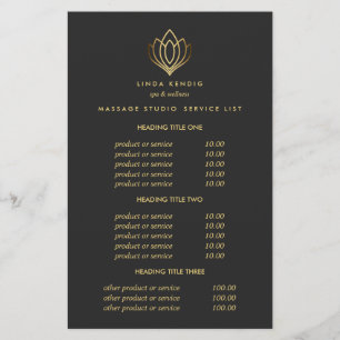 Gold Lotus Grey  Spa & Massage  Pricing & Services Flyer