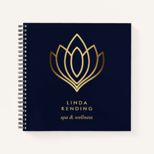 Gold Lotus Logo   Blue   Personalized Monogram Notebook