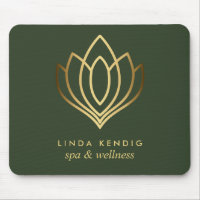 Gold lotus logo Green | Personalized add your name