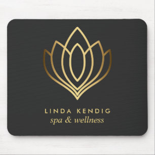 Gold lotus logo Grey Personalized add your name Mouse Pad