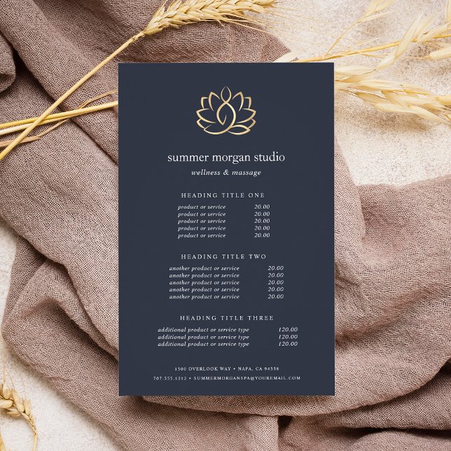 Gold Lotus | Massage or Spa Pricing & Services Flyer (Creator Uploaded)