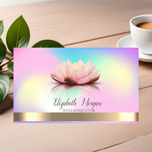 Gold Lotus Ombre Holographic Yoga Instructor Business Card