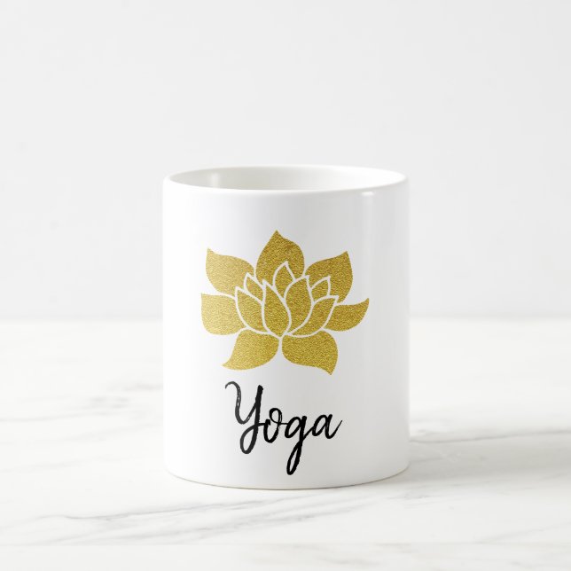 *~*  Gold Lotus Yoga Golden Lotus White Coffee Mug (Center)
