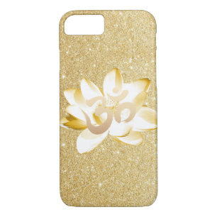 Gold Lotus & Yoga Om Symbol Gold Glitter Case-Mate iPhone Case