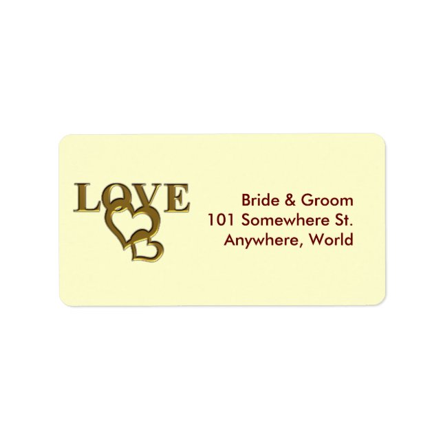 Gold Love and Hearts Signature Address Labels (Front)
