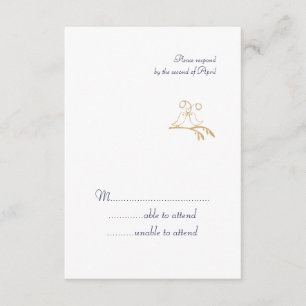Gold Love Birds RSVP Card