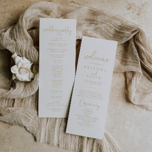 Gold Love Fancy Script Wedding Programme