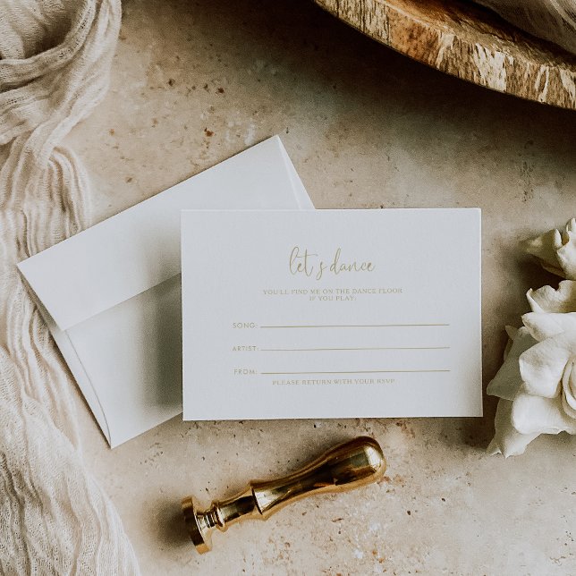 Gold Love Fancy Script Wedding Song Request Card (Creator Uploaded)