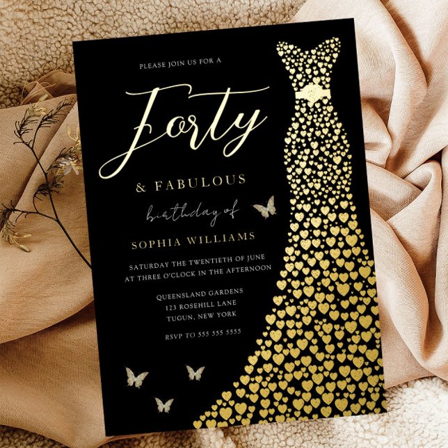 Gold Love Heart Dress Black 40th Birthday Party (Creator Uploaded)