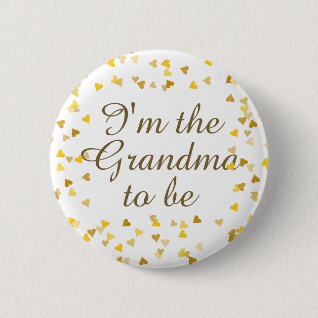 Gold Love Hearts Baby Shower / Sprinkle / Couples 2 Inch Round Button (Front)