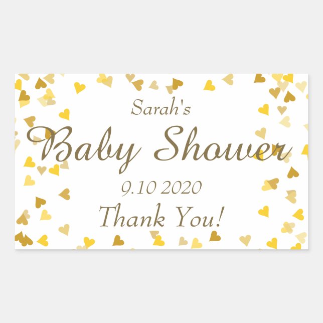 Gold Love Hearts Baby Shower / Sprinkle / Couples Sticker (Front)