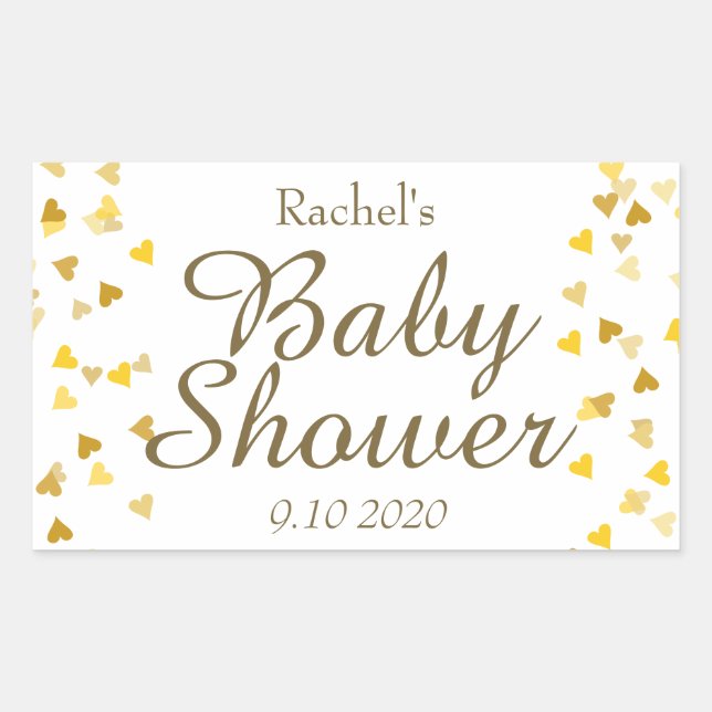 Gold Love Hearts Baby Shower / Sprinkle / Couples Sticker (Front)