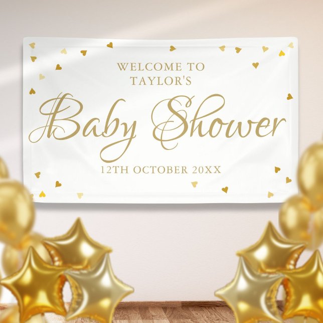 Gold Love Hearts Baby Shower Sprinkle Welcome Banner (Gold Love Hearts Baby Shower Sprinkle Welcome Banner)