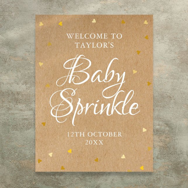Gold Love Hearts Baby Sprinkle Boho Welcome Sign (Gold Love Hearts Baby Sprinkle Boho Welcome Sign)