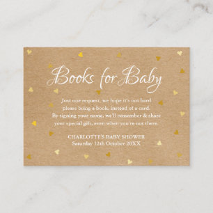 Gold Love Hearts Book Request Baby Shower Boho Enclosure Card