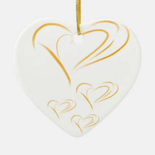 Gold Love Hearts Ceramic Ornament
