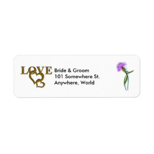 Gold Love Hearts & Purple Thistle Adresse de retou